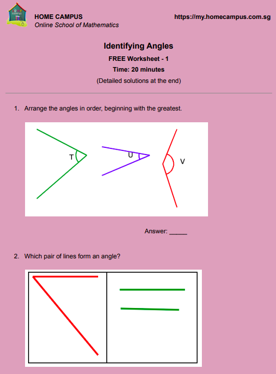 Free PDF Worksheets On Identifying Angles Home Campus